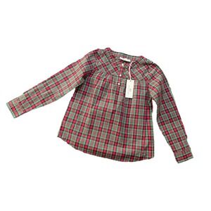 NWT Vineyard Vines Red Green Holiday Plaid Popover Long Sleeve Top Girls M(10-12